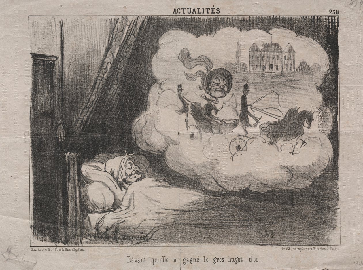 Actualiteiten (Nr. 238): Dromend dat ze veel goudstaven had gewonnen door Honoré Daumier