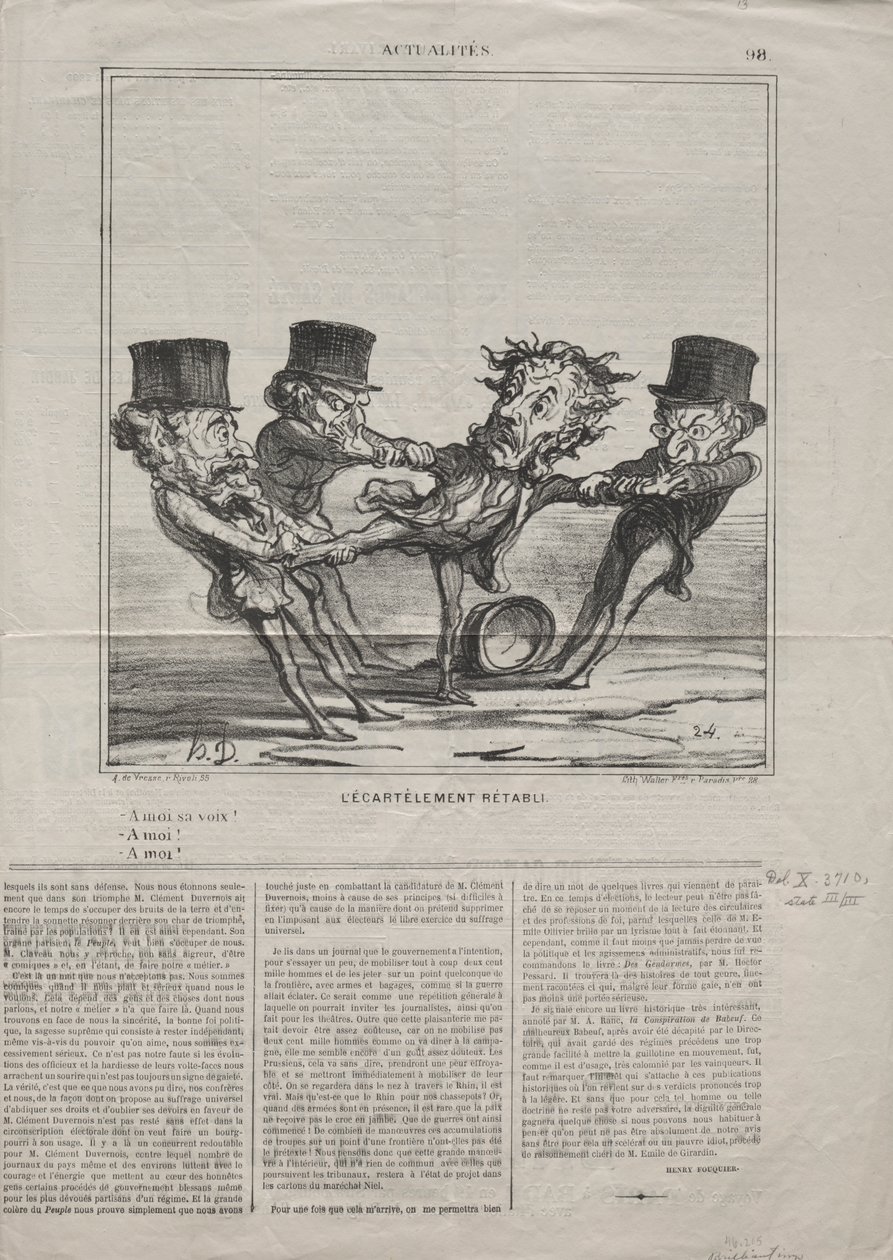 Actualiteiten (Nr. 98): De Vierendeling Hersteld door Honoré Daumier