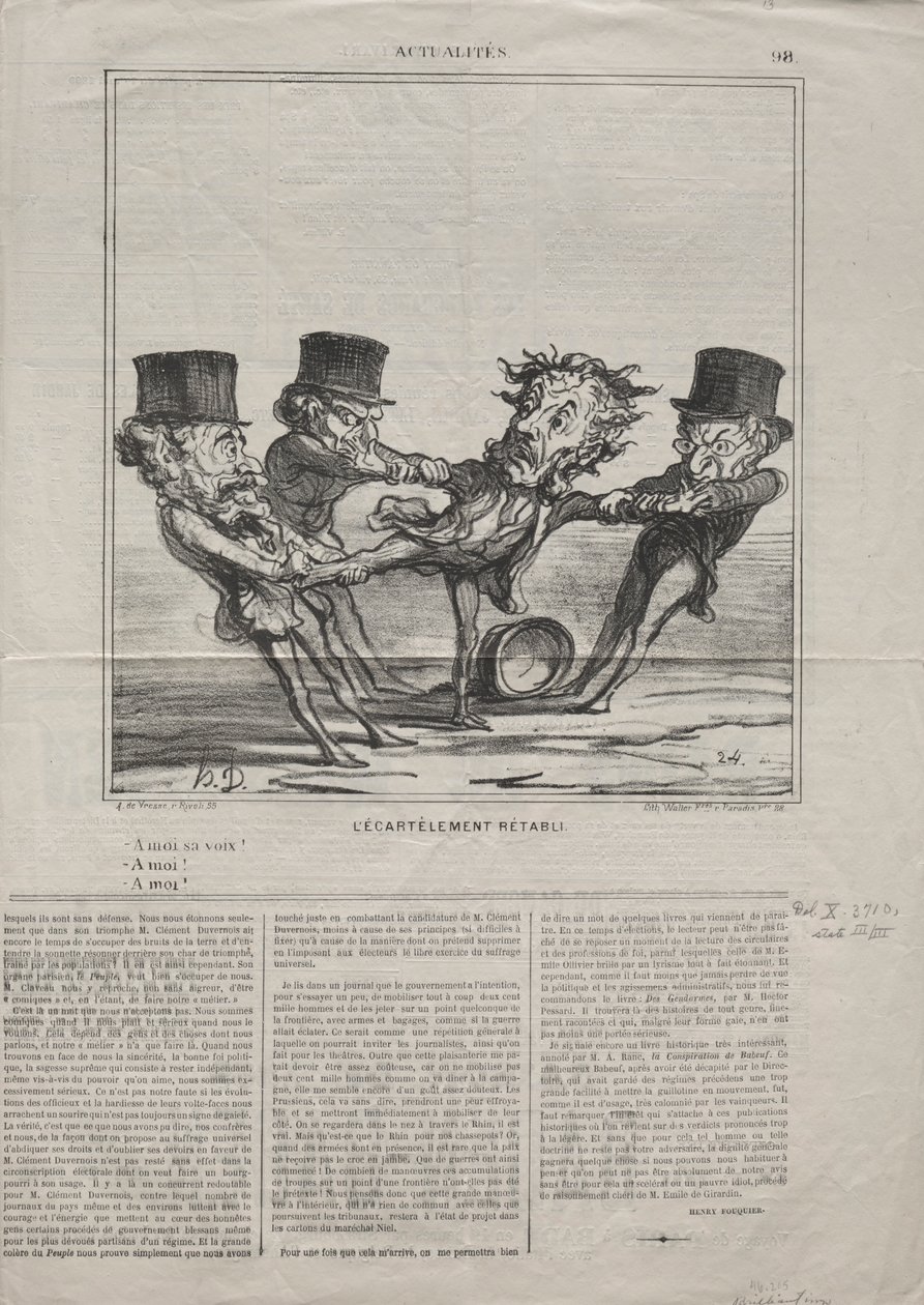 Actualiteiten No. 98: De kwartiering hersteld door Honoré Daumier