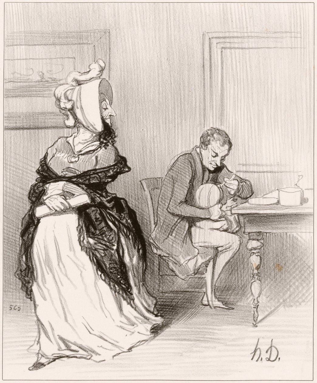 Vaarwel, mijn liefste, ik ga naar mijn uitgevers... door Honoré Daumier