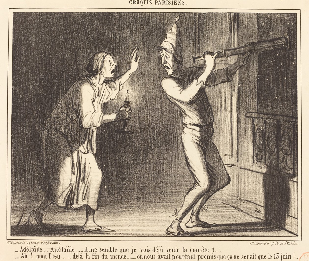 Adélaïde...Adélaïde...het lijkt alsof ik de komeet al zie komen!!... door Honoré Daumier