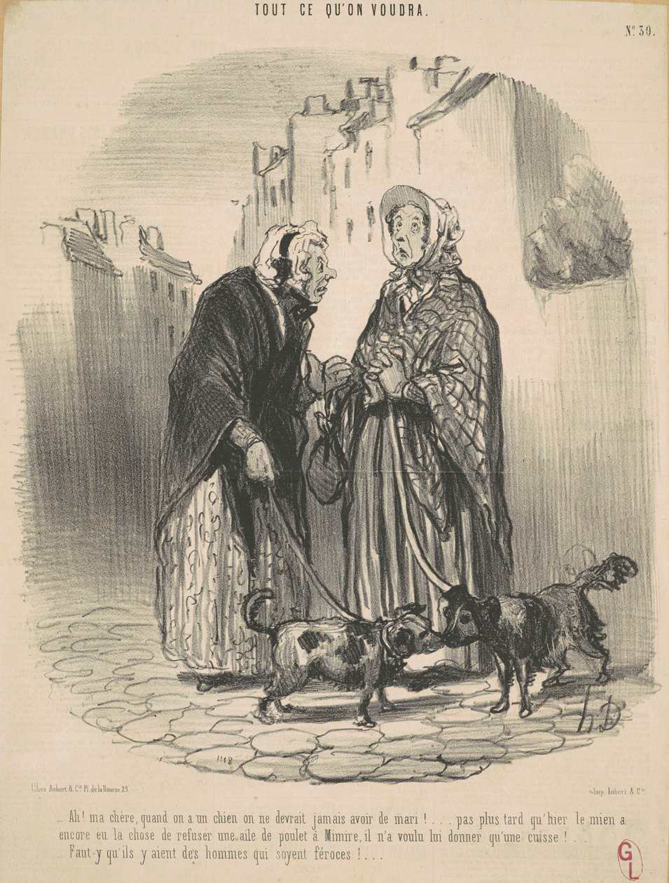 Ah! Mijn lieve, als je een hond hebt ... door Honoré Daumier