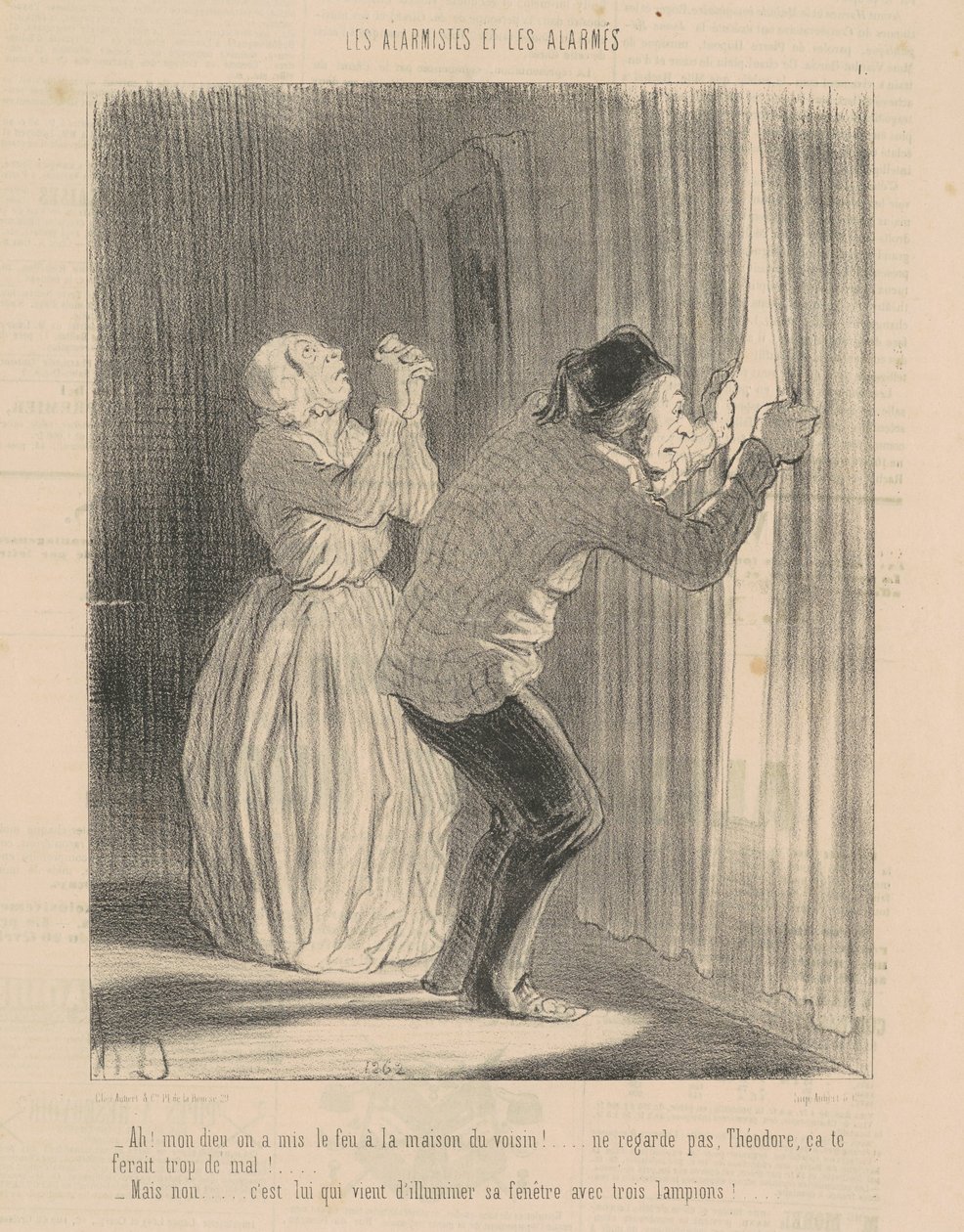 Ah! Mijn god, ze hebben het huis van de buurman in brand gestoken ... door Honoré Daumier