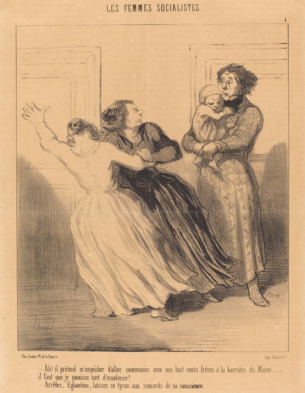Ah! hij probeert me tegen te houden... door Honoré Daumier