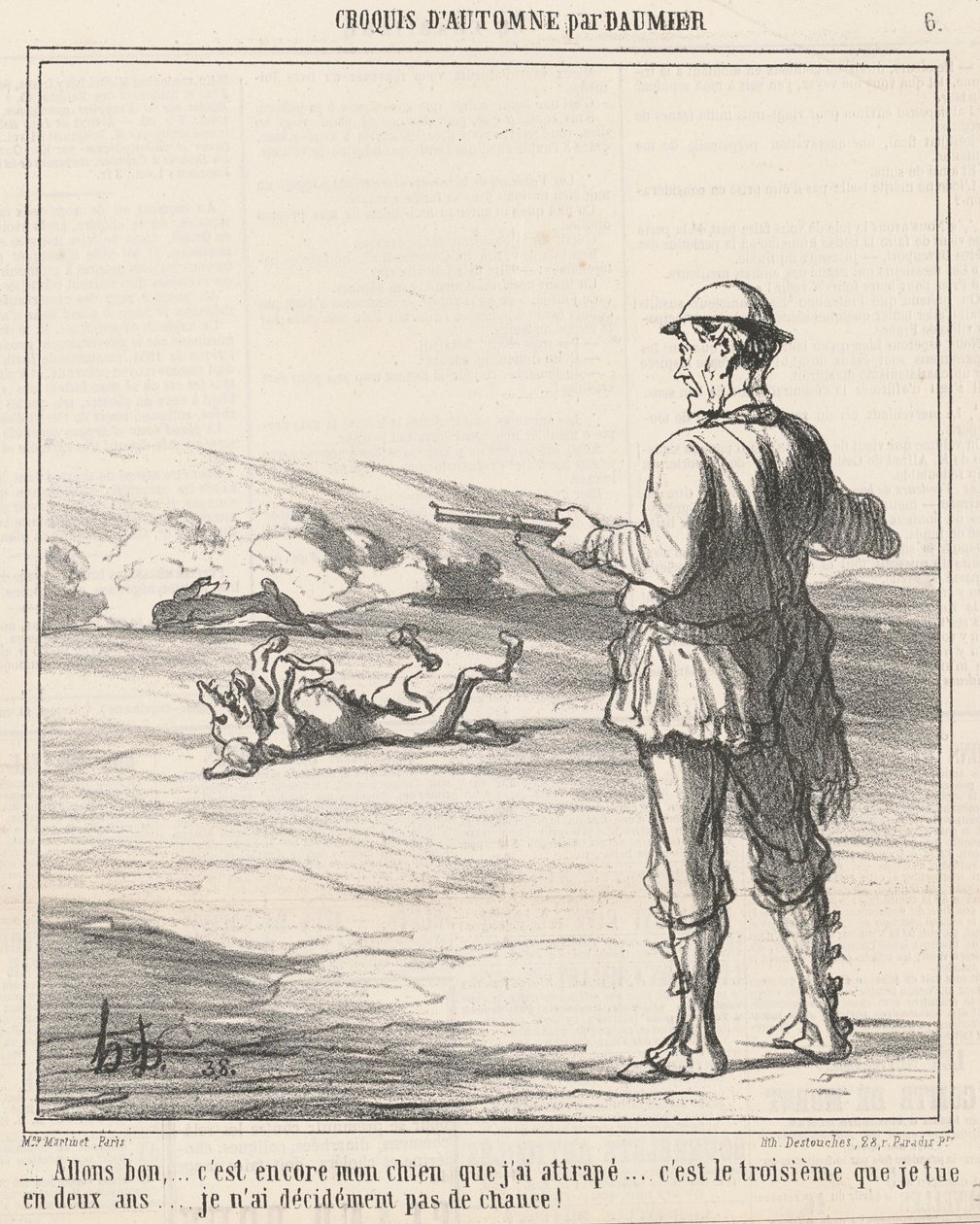 Allons bon ... het is weer mijn hond ... door Honoré Daumier