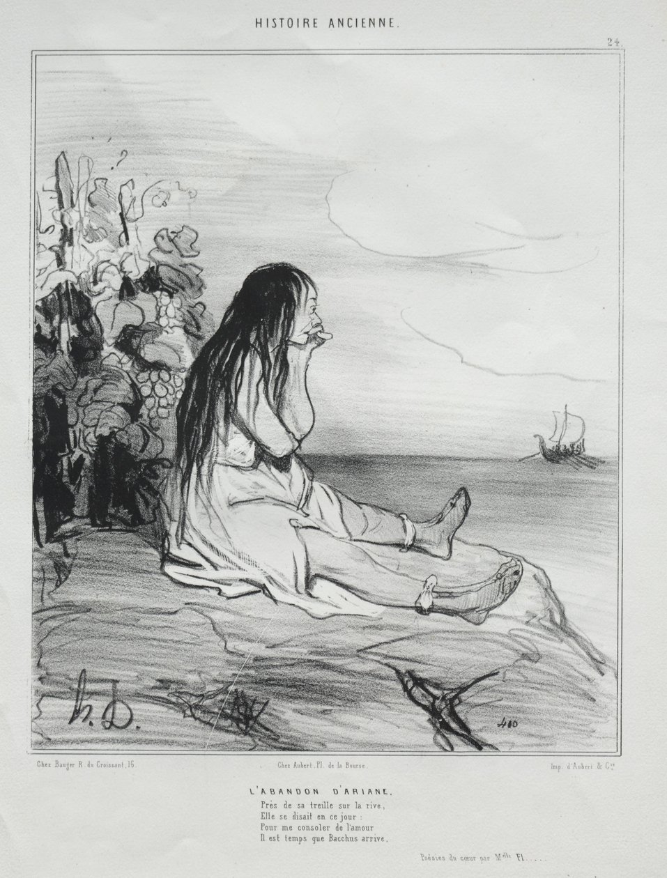 Oude Geschiedenis, plaat 24: Het verlaten van Ariadne, 4 september 1842 door Honoré Daumier