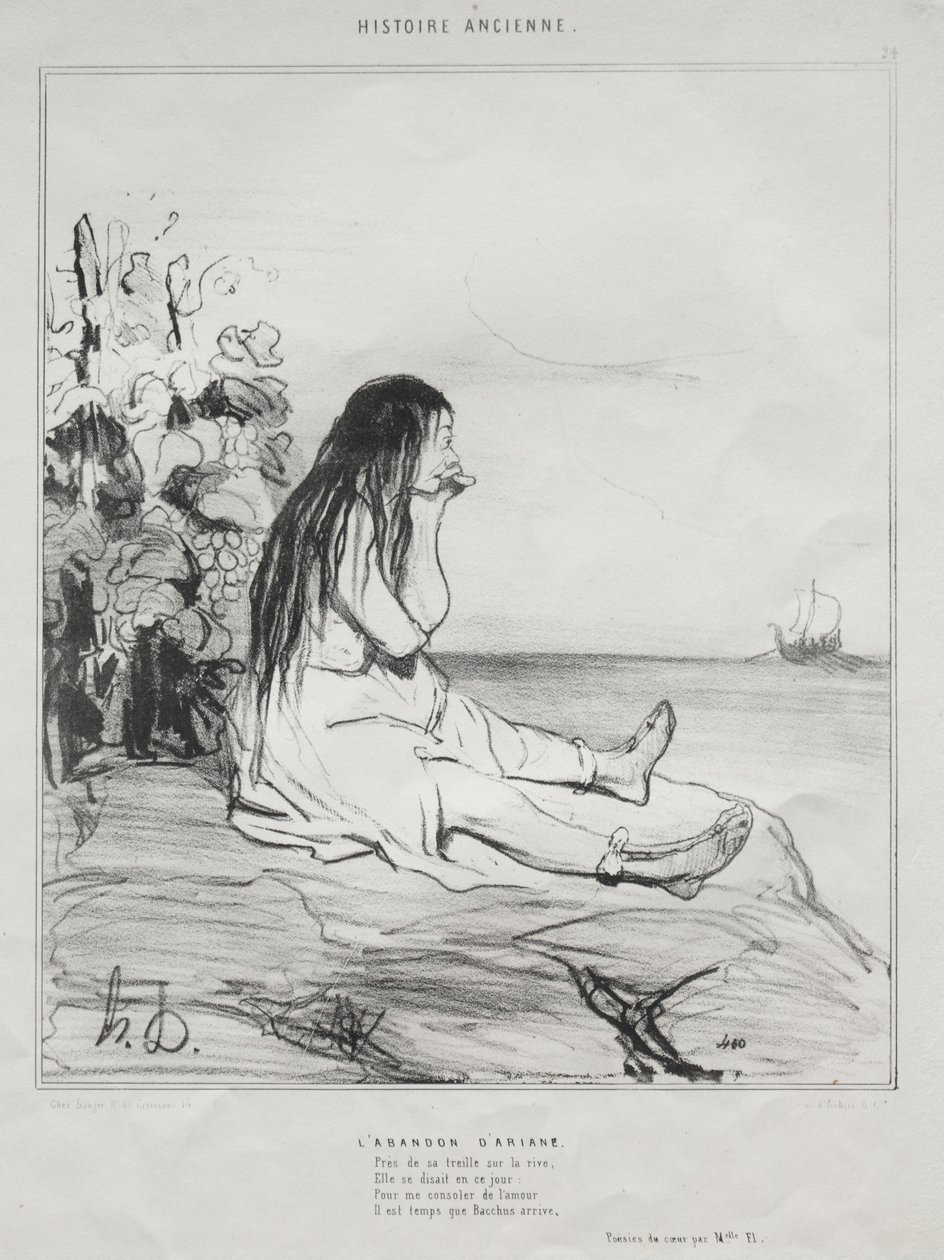 Oude Geschiedenis, plaat 24: Het Verlaten van Ariadne, 4 september 1842 door Honoré Daumier