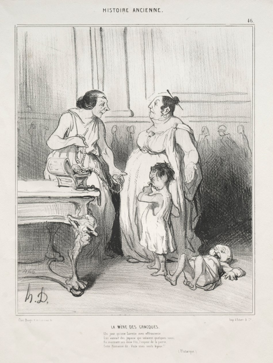Oude Geschiedenis, plaat 46: De Moeder van de Gracchi door Honoré Daumier