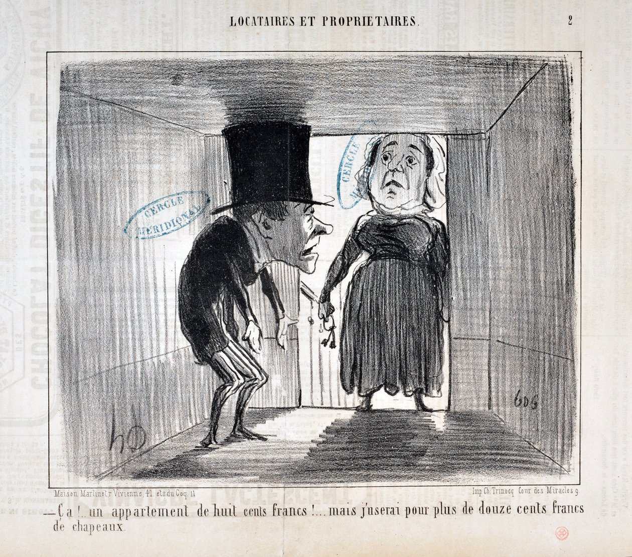 Kunstwerk door Honore Daumier (1808-1879) Charivari uit 1854: Serie TENNIQUES AND OWNERS 