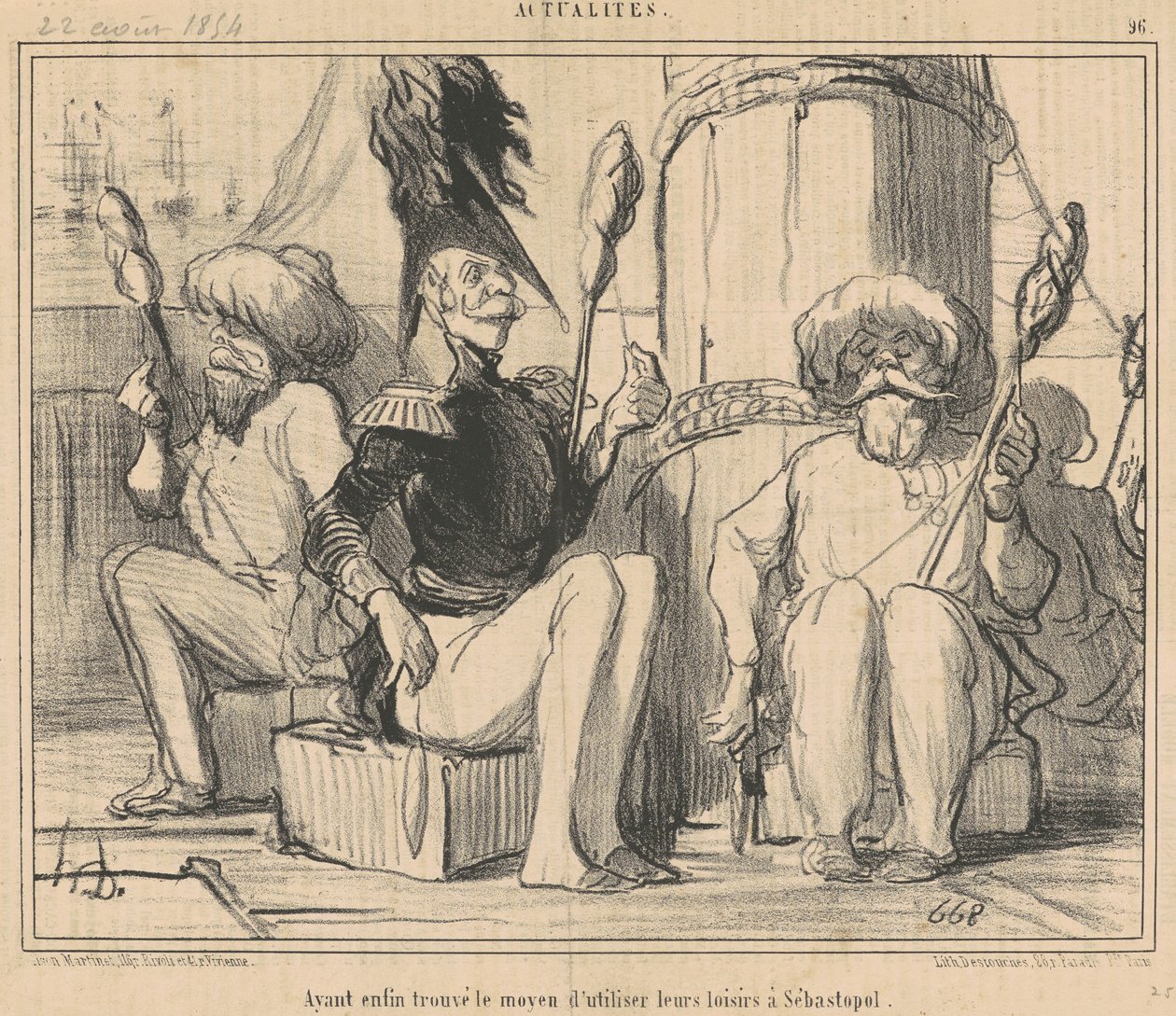 Eindelijk een manier gevonden om hun vrije tijd te benutten! door Honoré Daumier