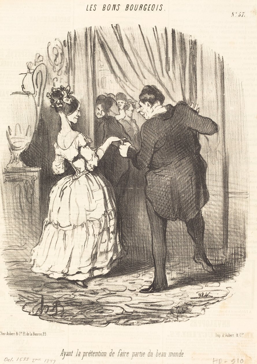 Ayant la prétention de faire partie du beau monde door Honoré Daumier