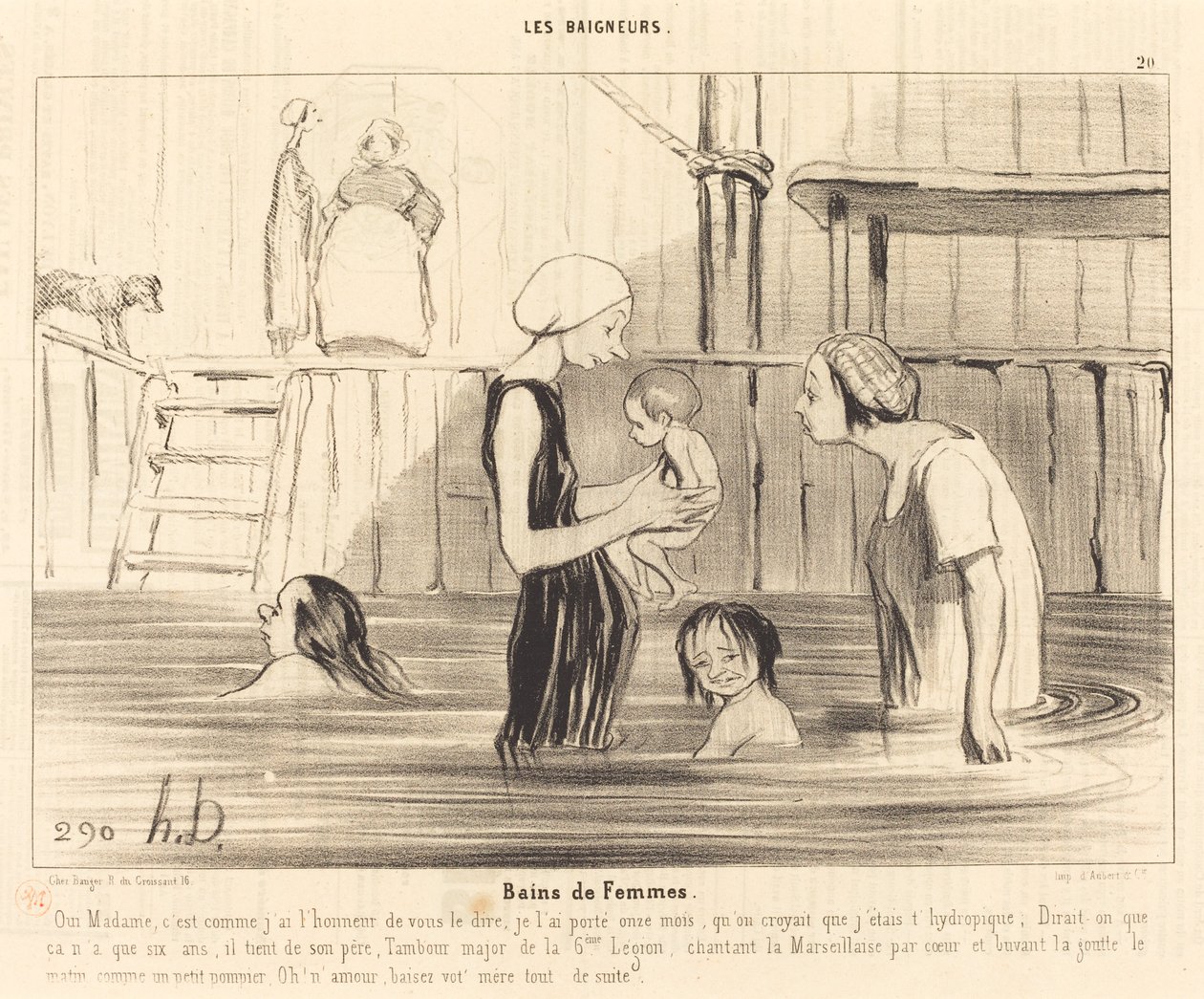 Vrouwenbaden door Honoré Daumier