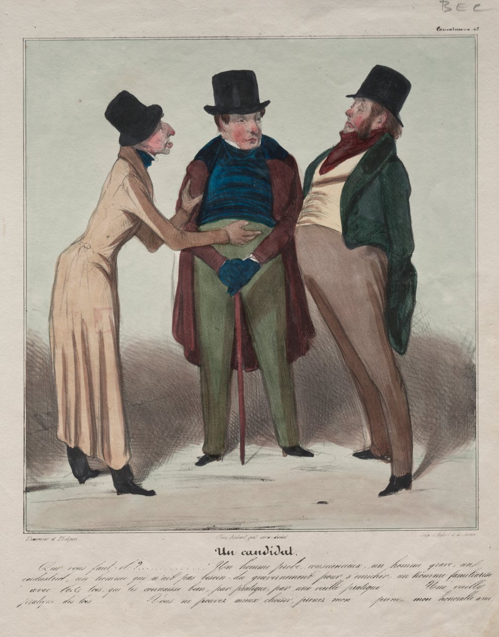 Caricaturana (Plaat 48): Een Kandidaat door Honoré Daumier