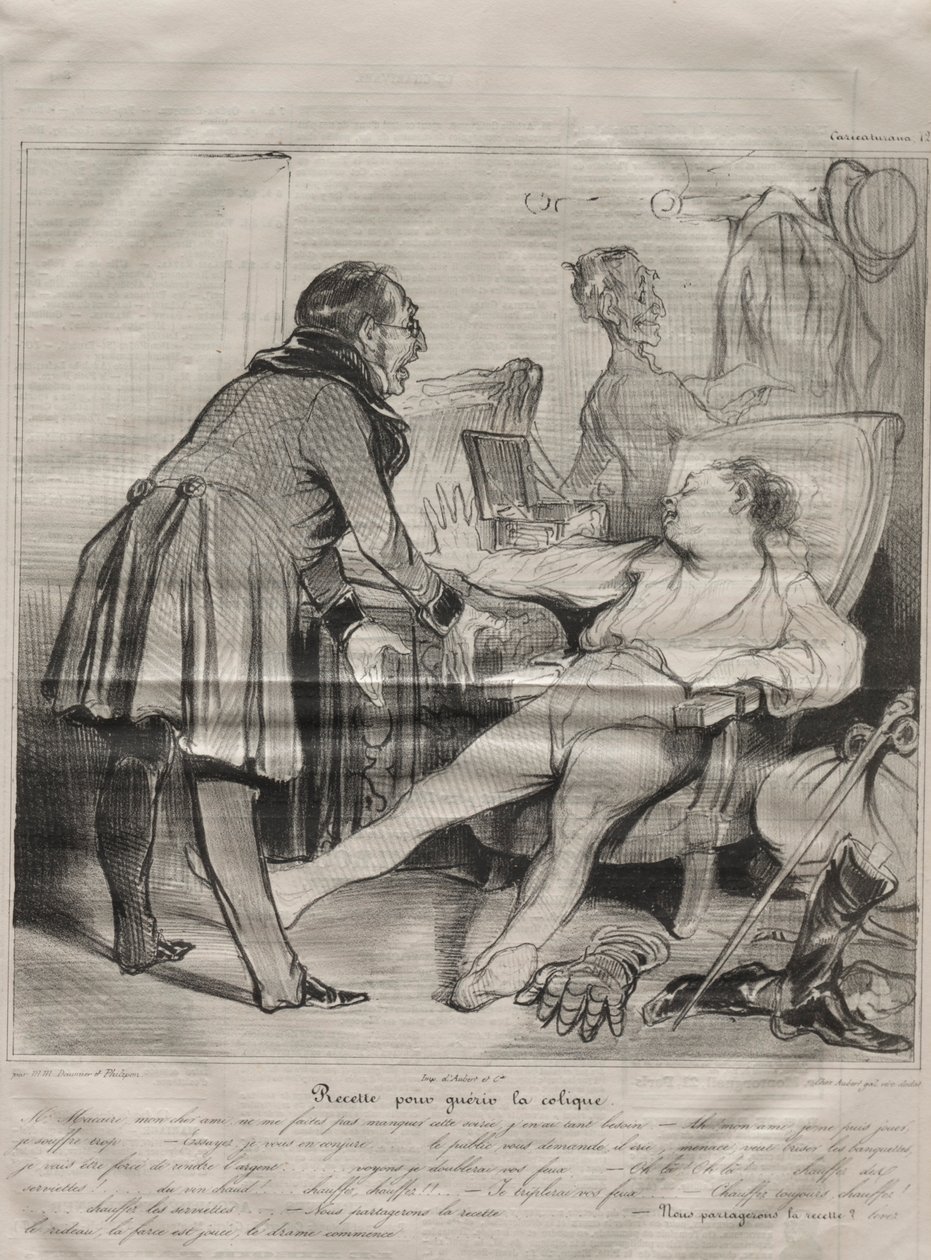 Caricaturana, plaat 72: Recept om koliek te genezen, 14 januari 1838 door Honoré Daumier