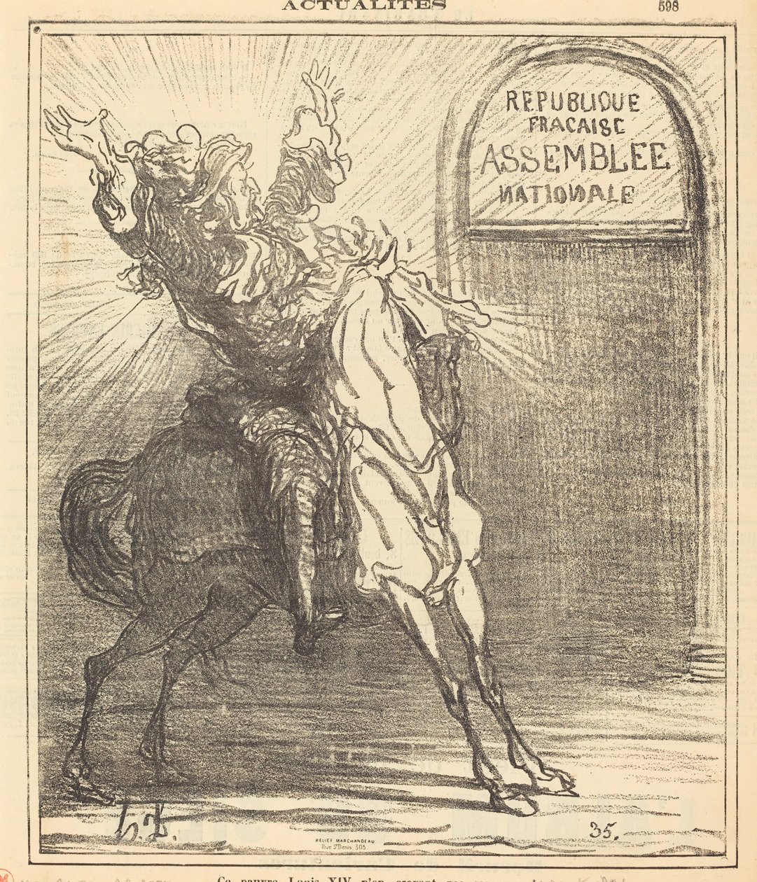 Die arme Lodewijk XIV kan zijn ogen niet geloven door Honoré Daumier