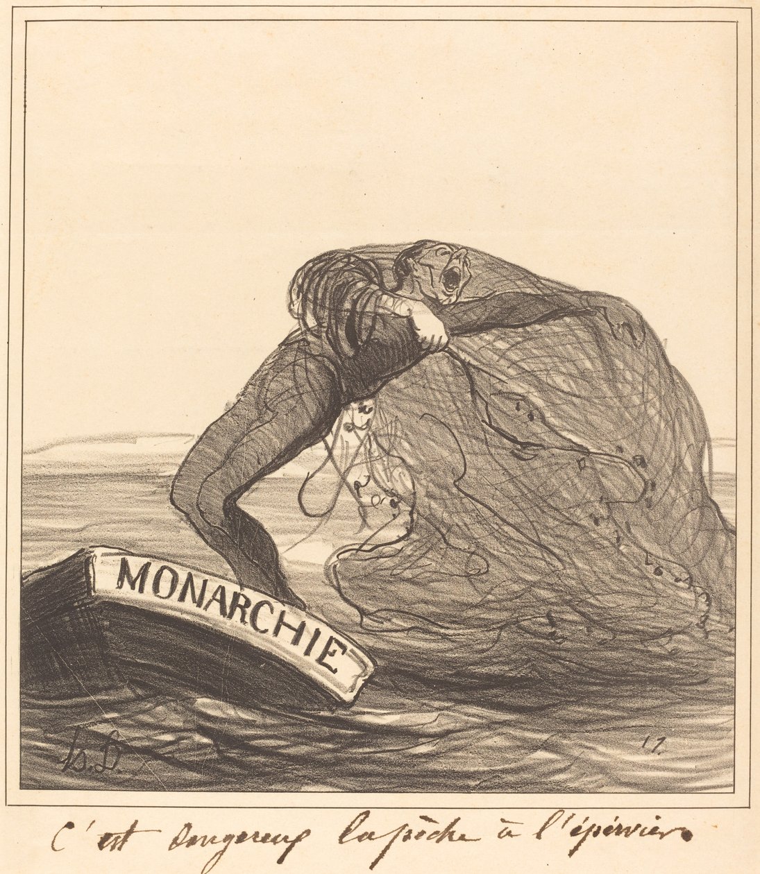 Het is gevaarlijk, vissen met een werpnet door Honoré Daumier