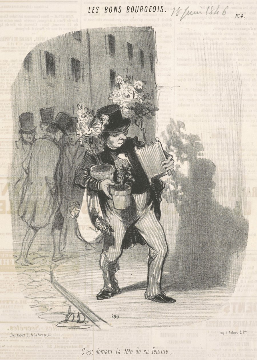 Morgen is het feest van zijn vrouw door Honoré Daumier