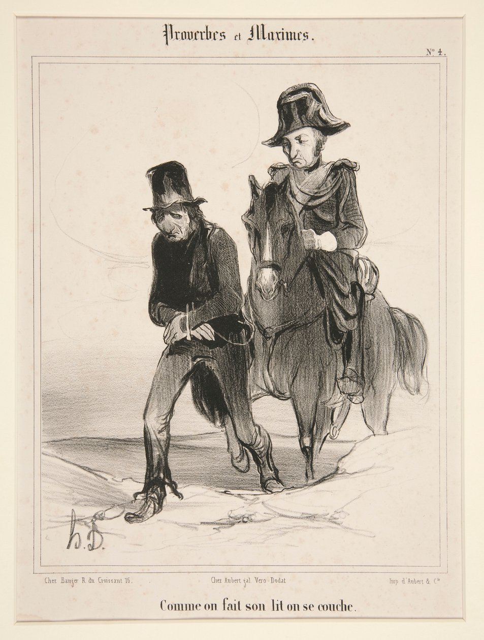 Comme on fait son lit on se couche, plaat 4 uit Proverbes et Maximes door Honoré Daumier