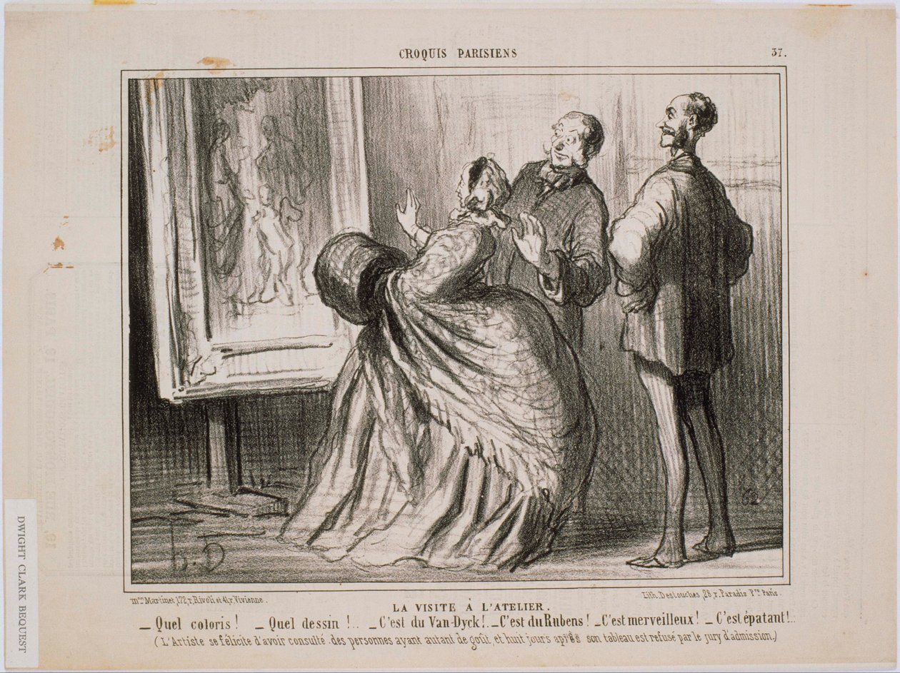Parijse Schetsen - Het bezoek aan het atelier - Wat een schets! Wat een tekening! Het is van Van Dyck door Honoré Daumier
