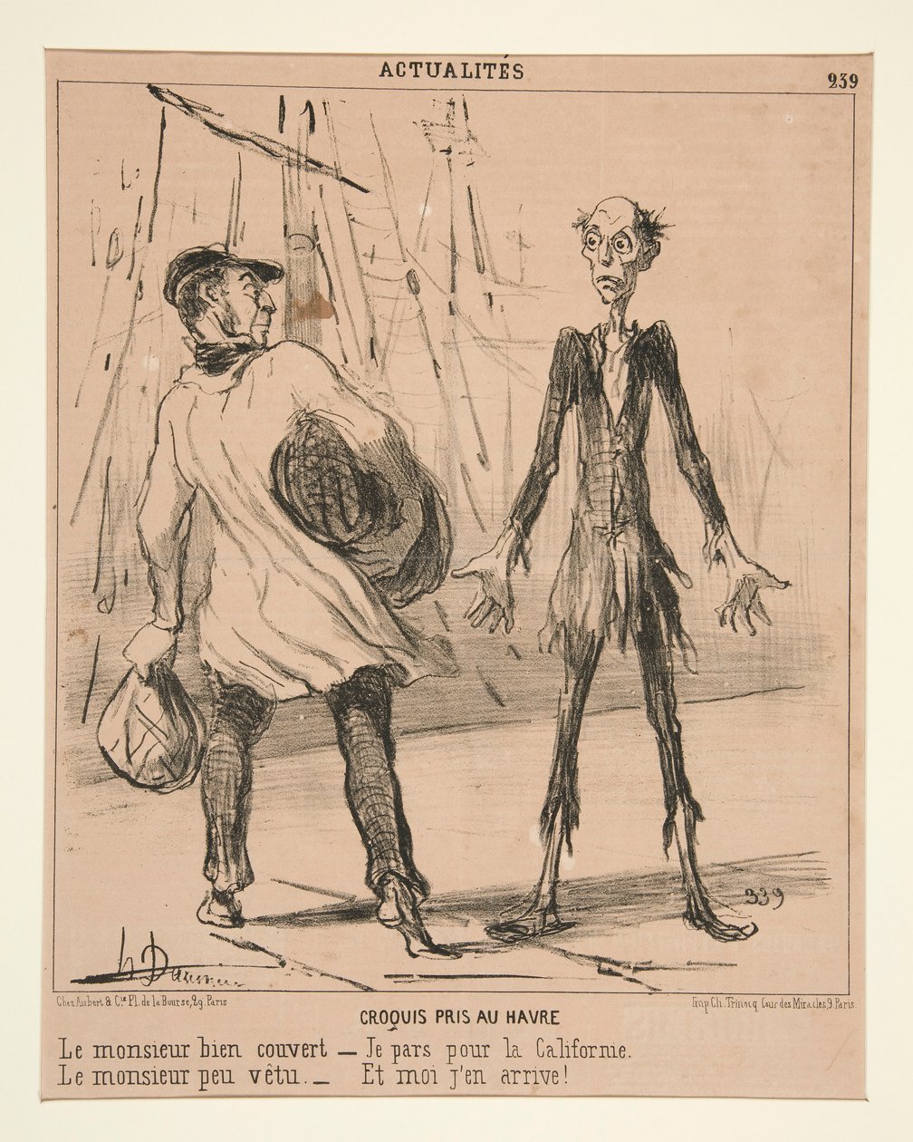 Croquis pris au Havre: Le monsieur bien couvert door Honoré Daumier