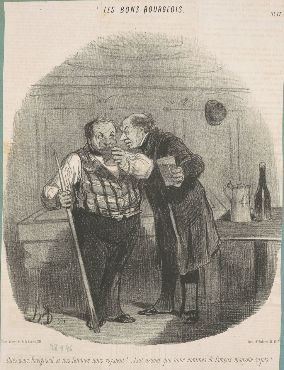 Zeg eens, Ravignard, als onze vrouwen ons zouden zien! door Honoré Daumier