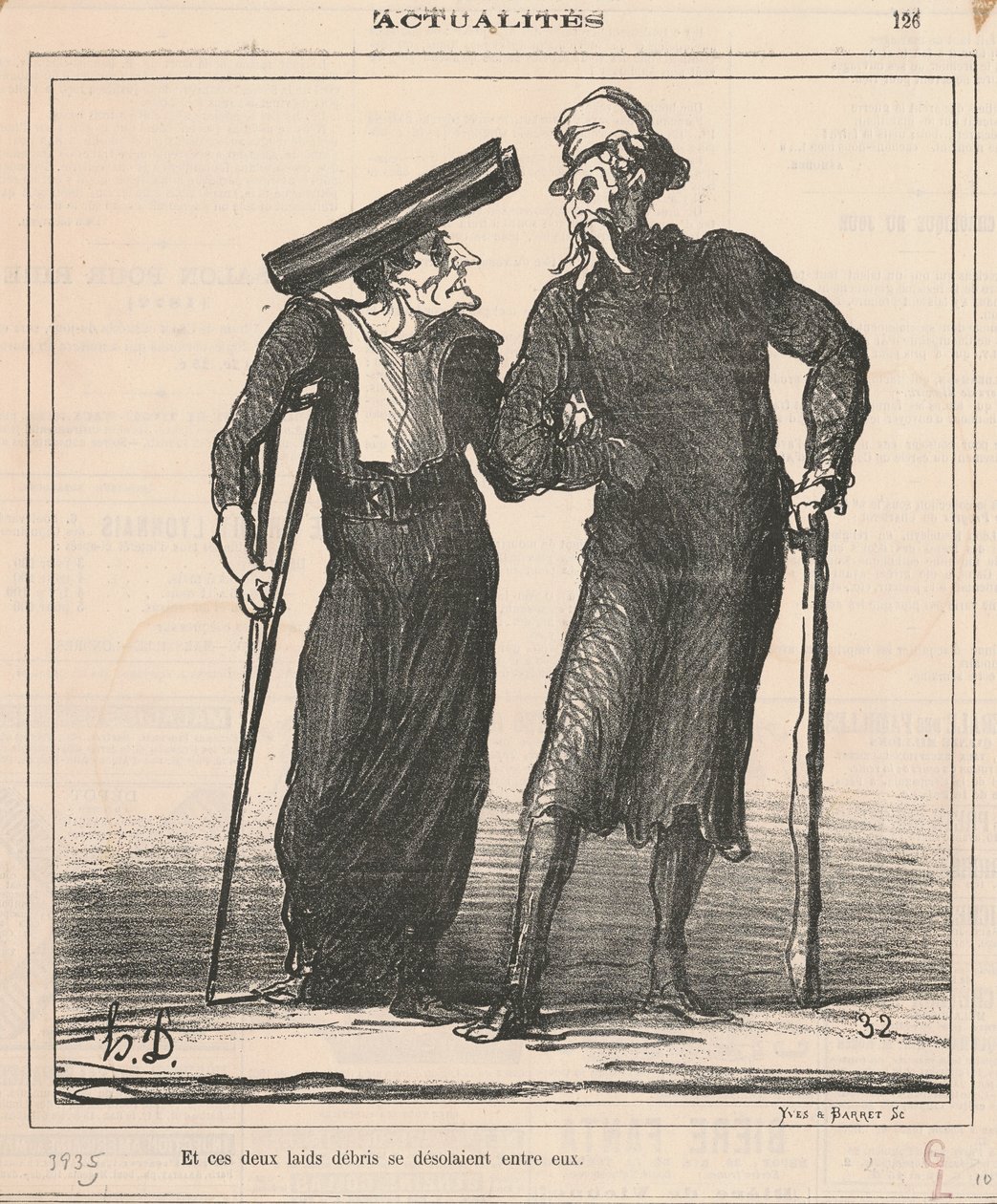 En deze twee lelijke wrakken treurden samen door Honoré Daumier