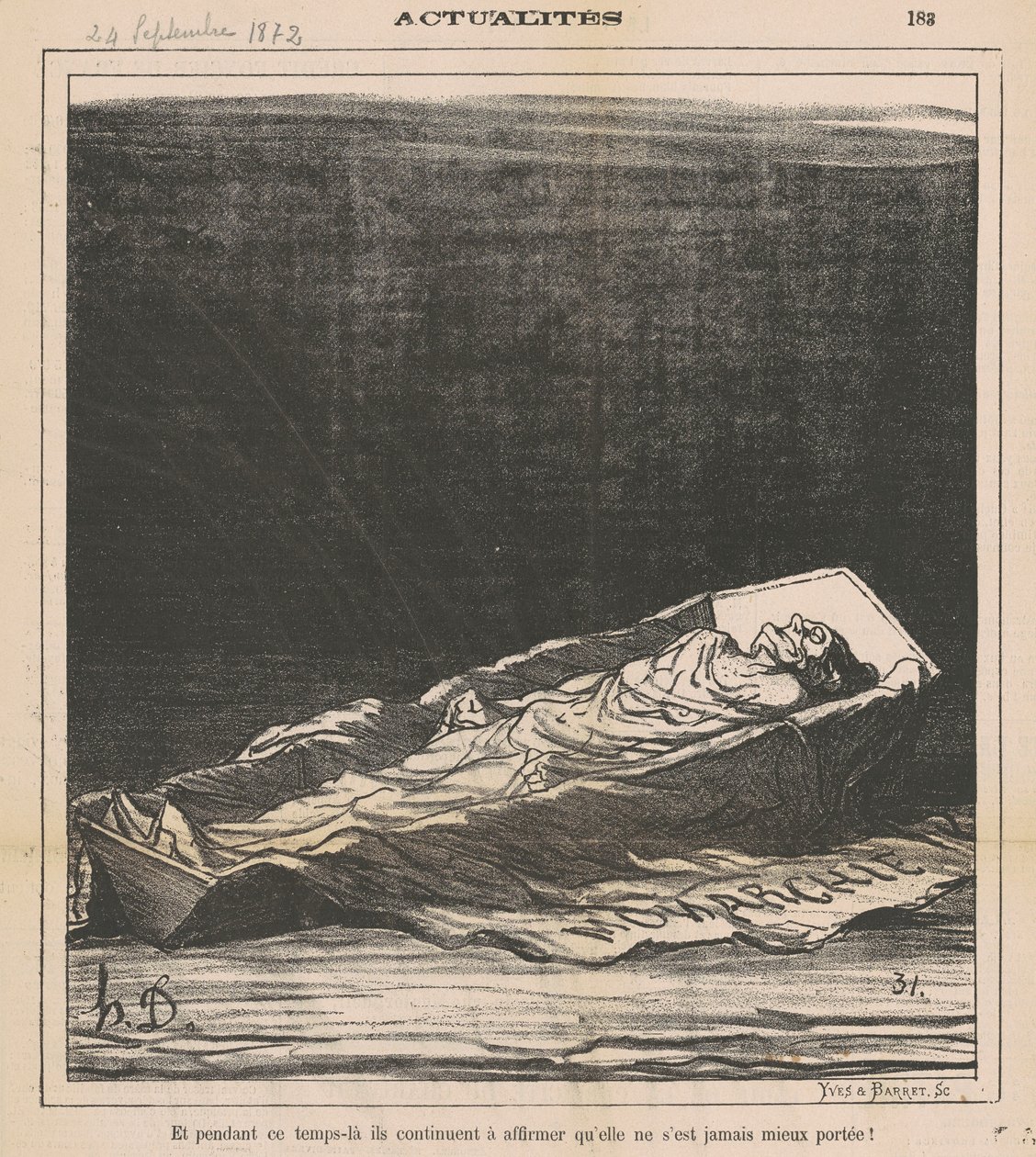 En ondertussen blijven ze volhouden dat ze nooit beter is geweest! door Honoré Daumier