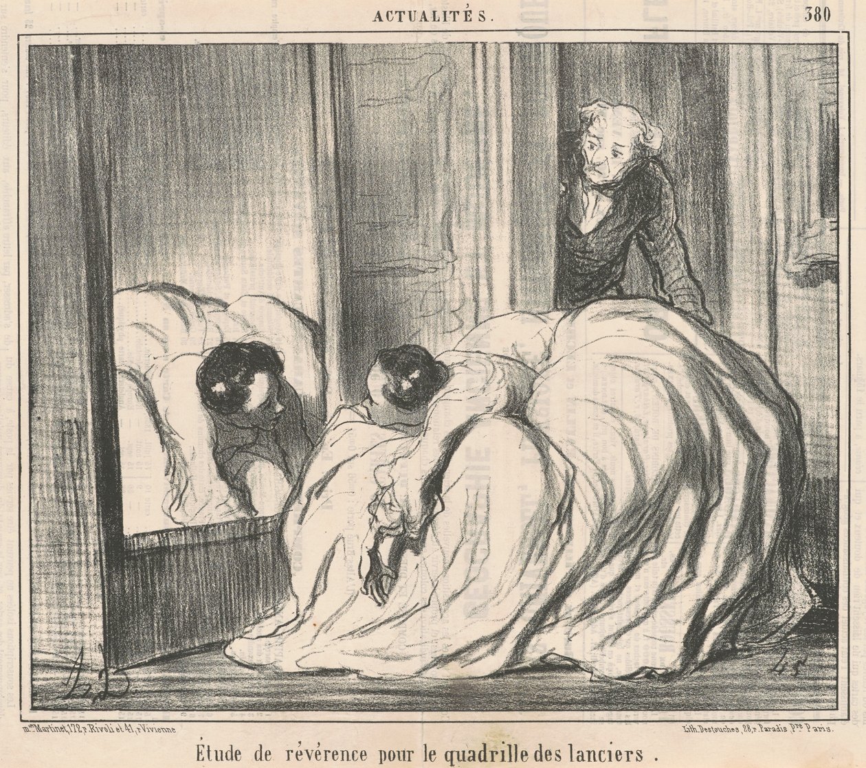 Studie van eerbied voor de quadrille van de lansiers door Honoré Daumier