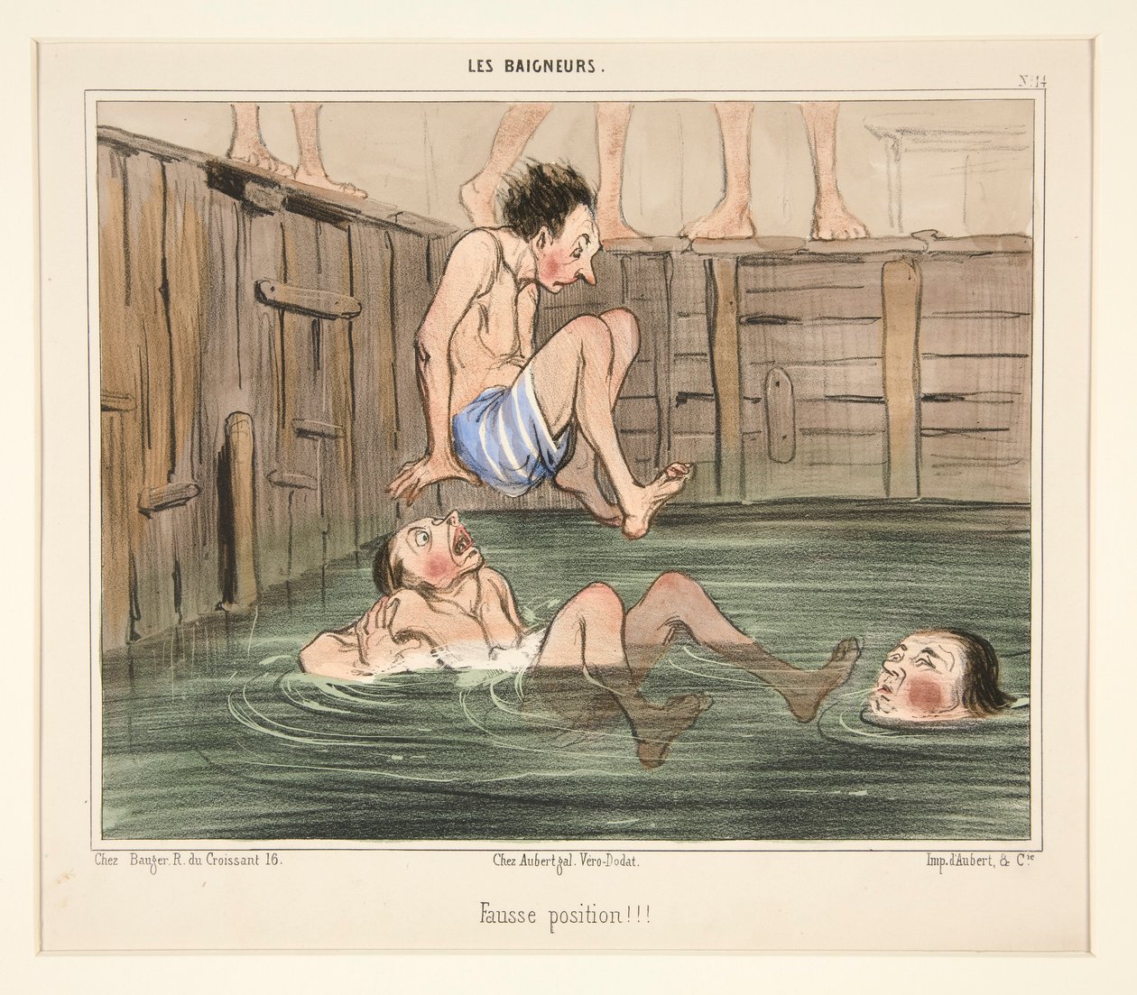 Fausse position!!! uit Les Baigneurs door Honoré Daumier