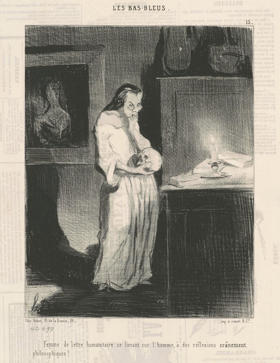 Humanitaire schrijfster die zich over de man buigt... door Honoré Daumier