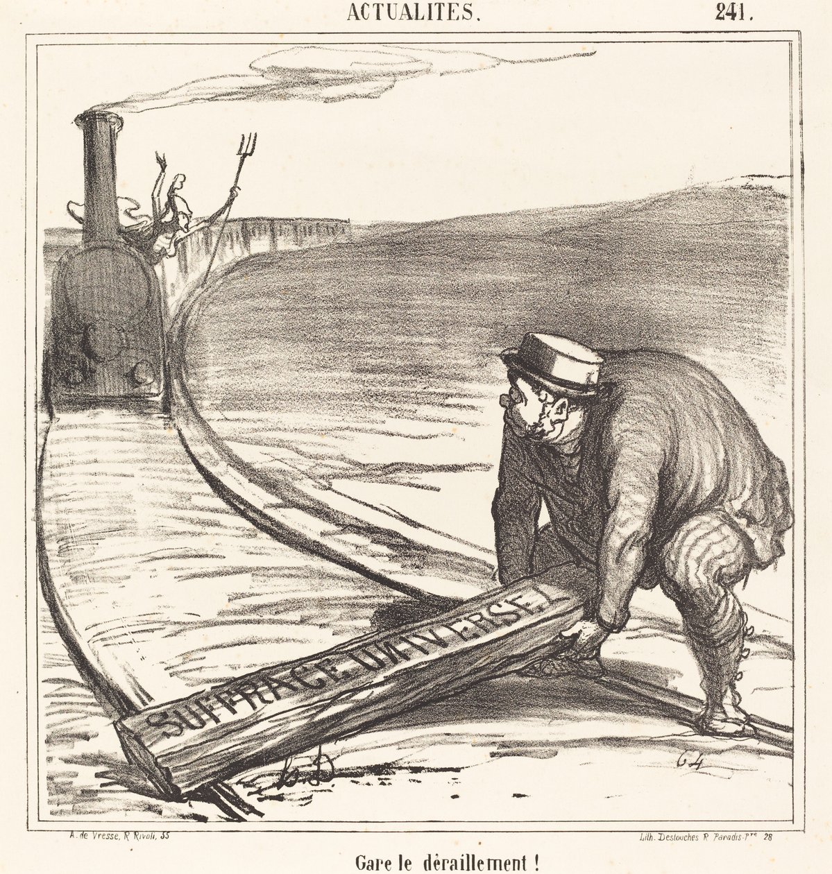 Pas op voor de ontsporing! door Honoré Daumier