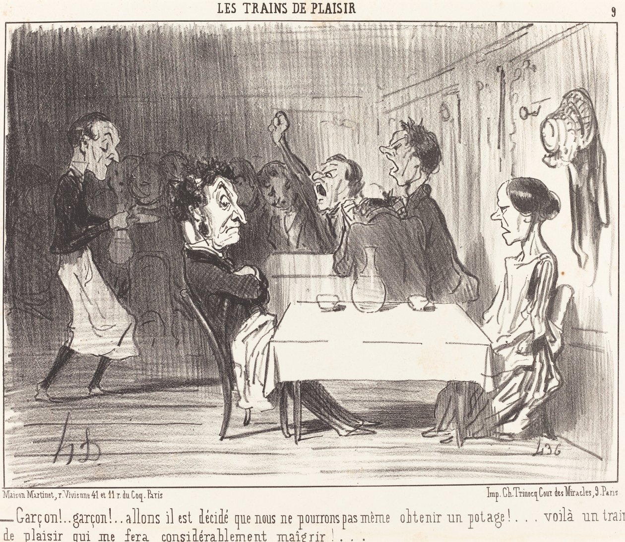 Garçon!... garçon!... allons il est décidé... door Honoré Daumier