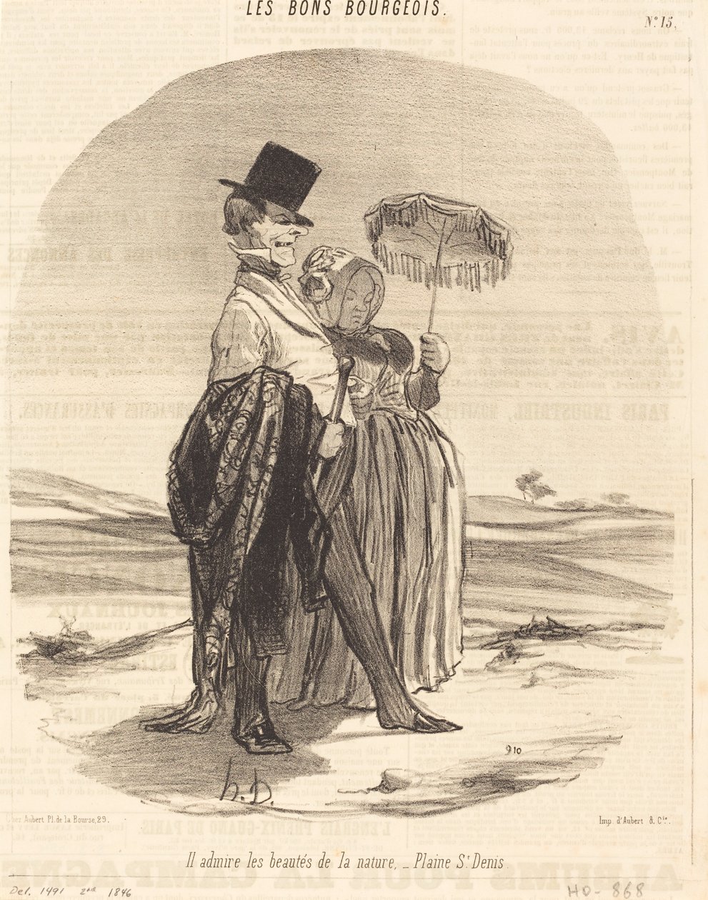Hij bewondert de schoonheden van de natuur - Plaine St. Denis door Honoré Daumier