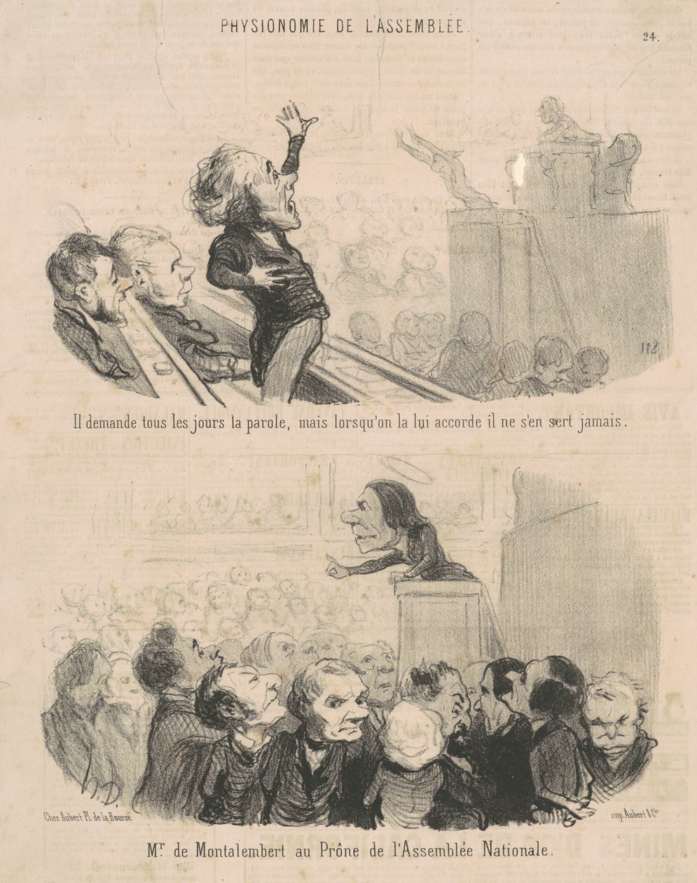 Hij vraagt elke dag het woord ... door Honoré Daumier
