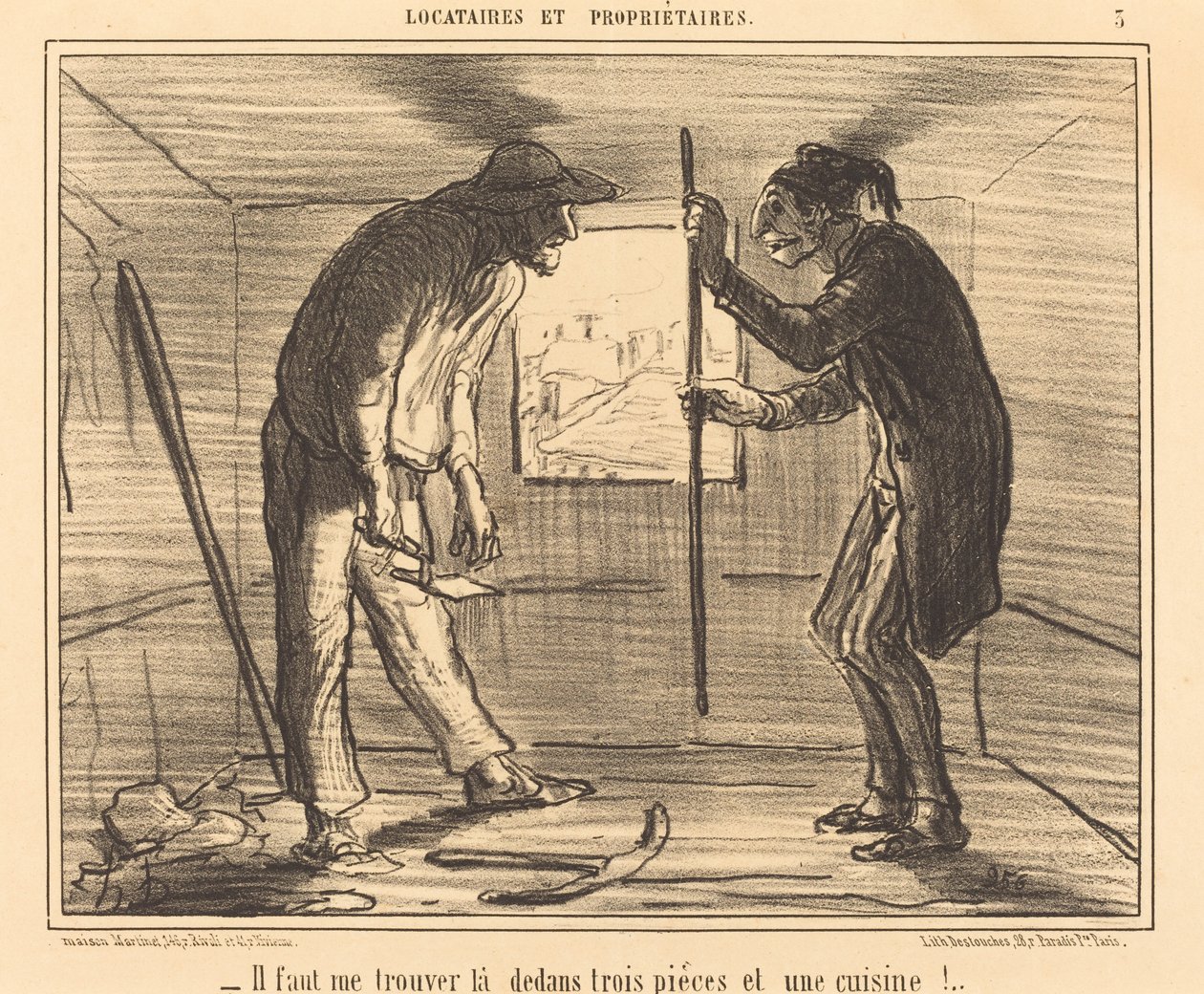 Il faut me trouver... trois pièces... door Honoré Daumier