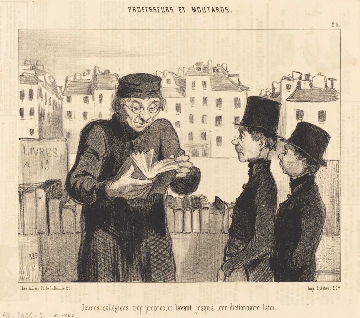 Jonge Studenten... wassen zelfs hun Latijnse woordenboek door Honoré Daumier