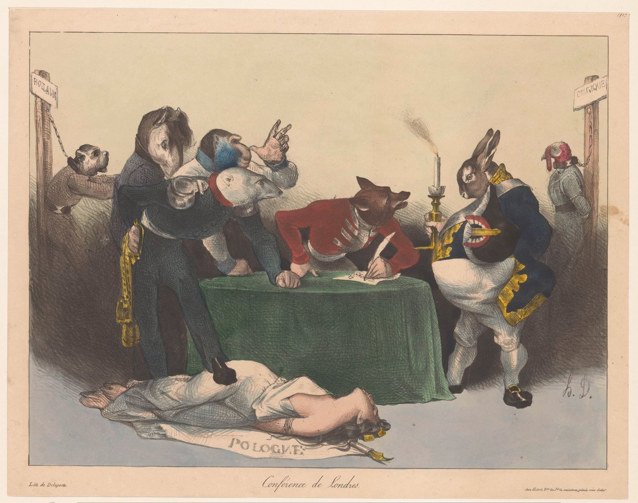 Karikatuur van de Europese grootmachten tijdens de Conferentie van Londen door Honoré Daumier