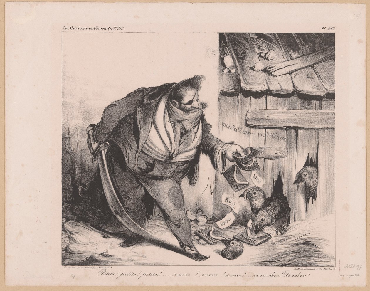 Karikatuur van koning Lodewijk Filips I van Frankrijk als bandiet door Honoré Daumier