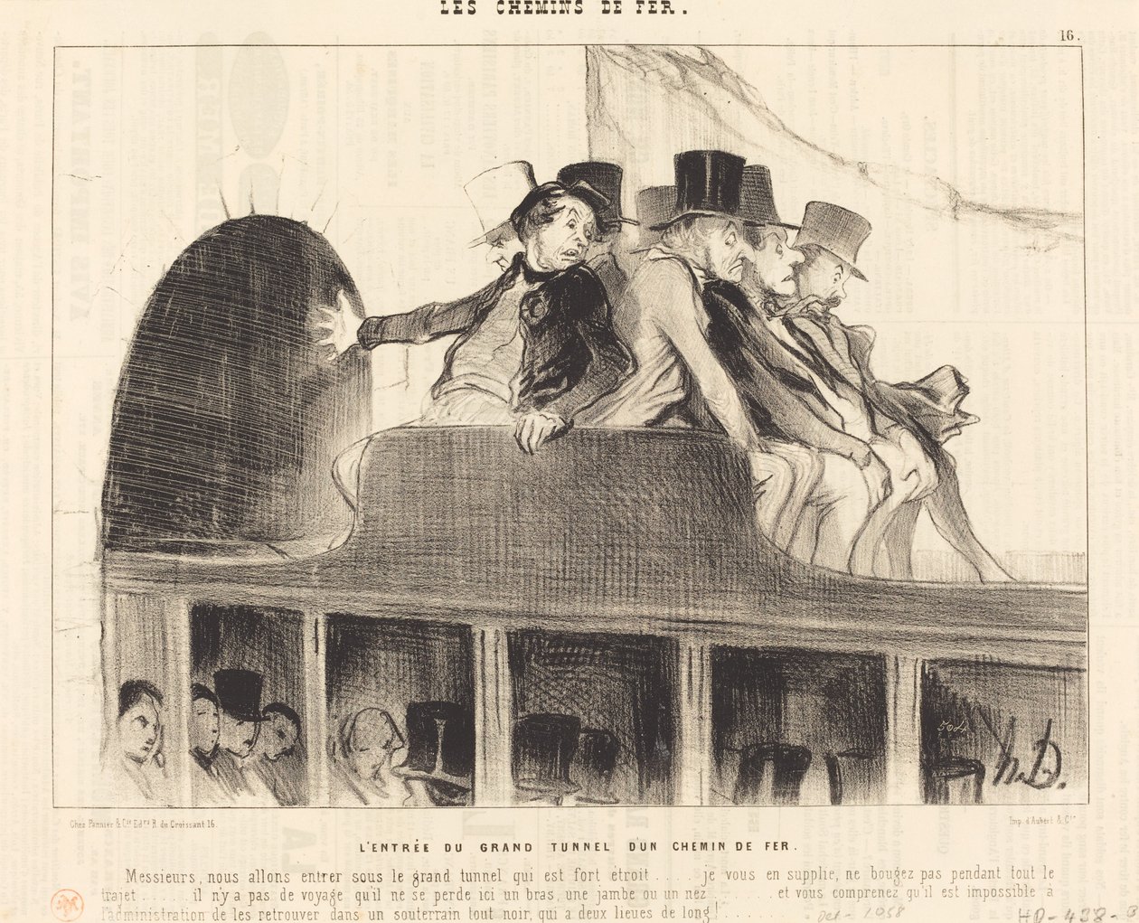 De ingang van de grote tunnel van een spoorweg door Honoré Daumier