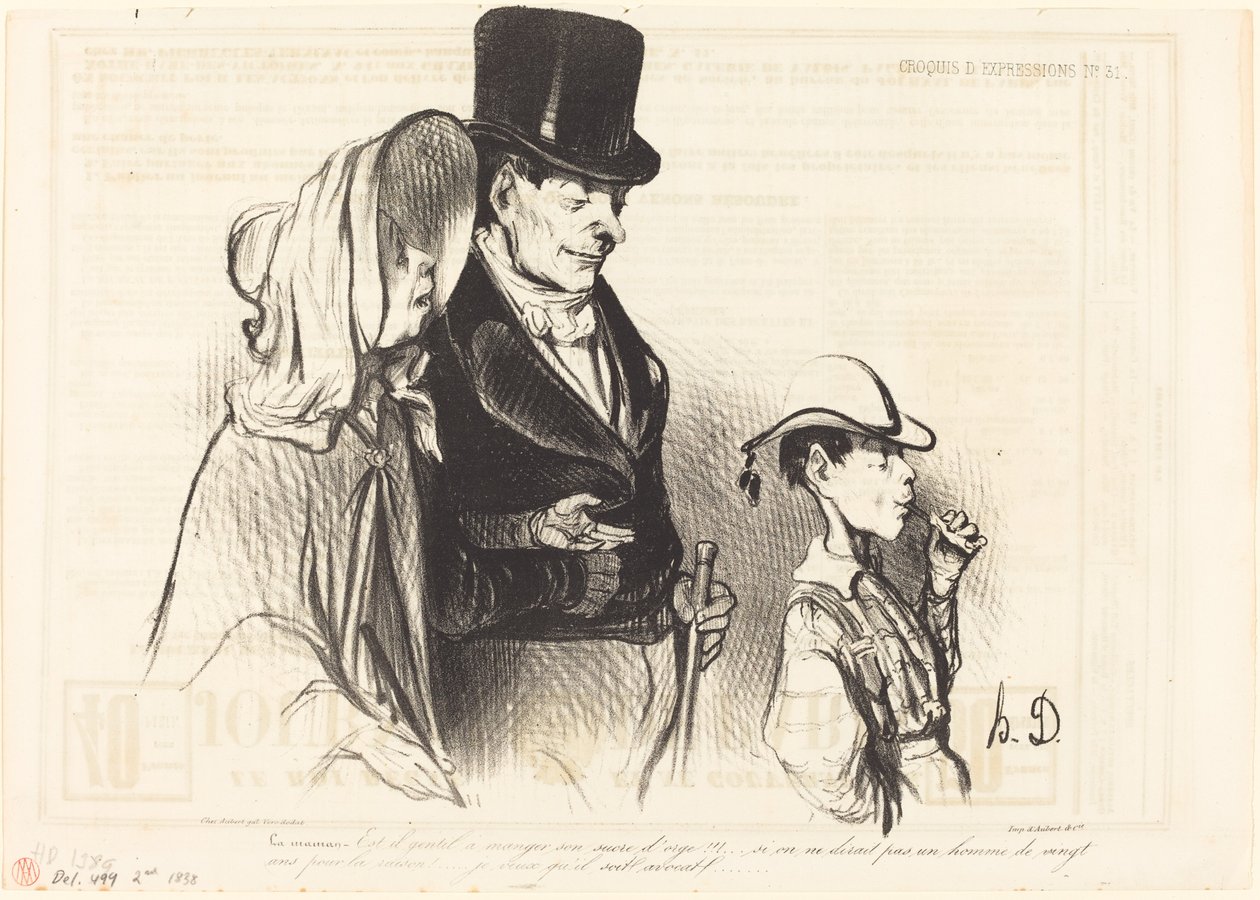 La Maman - Is het niet lief om zijn suikergoed te eten!... door Honoré Daumier
