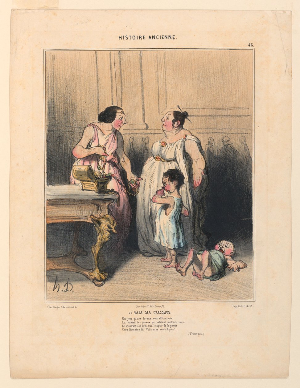 La Mere des Gracques, plaat 46 uit de Histoire Ancienne door Honoré Daumier