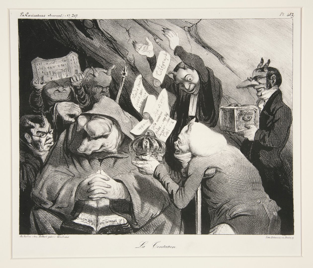 De Verleiding, pl. 453 uit het tijdschrift La Caricature no. 217 door Honoré Daumier