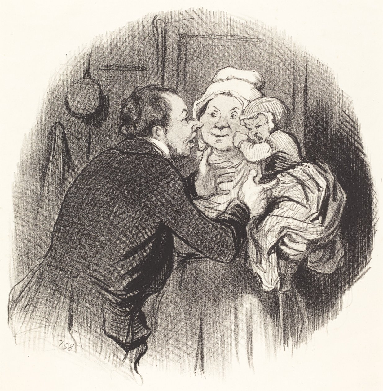 Het Bezoek aan de Voedster door Honoré Daumier