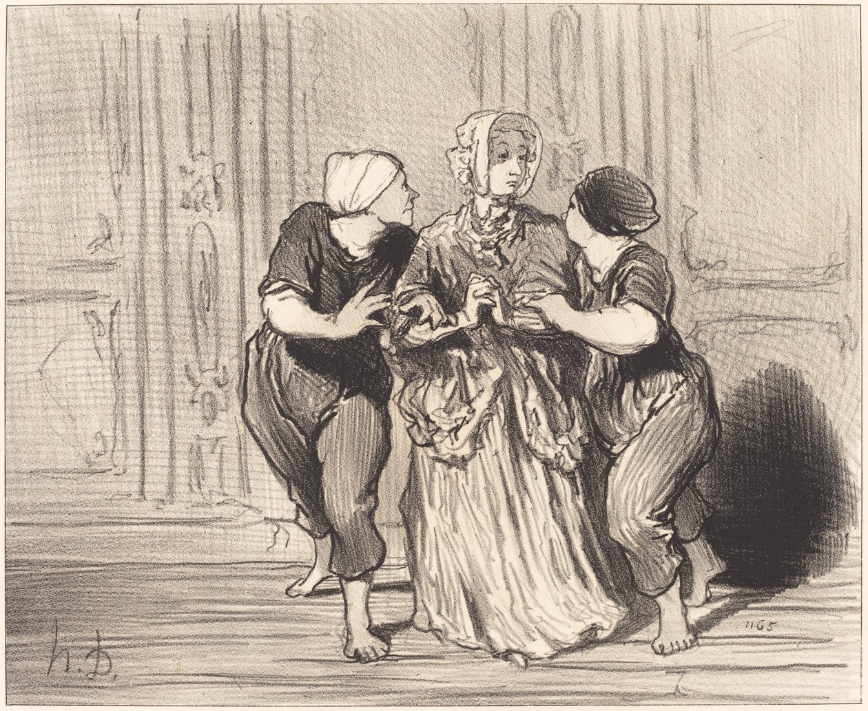 Het Schone Geslacht bij de Zwemschool door Honoré Daumier