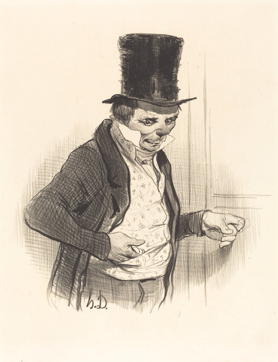 De Portier op bezoek... door Honoré Daumier