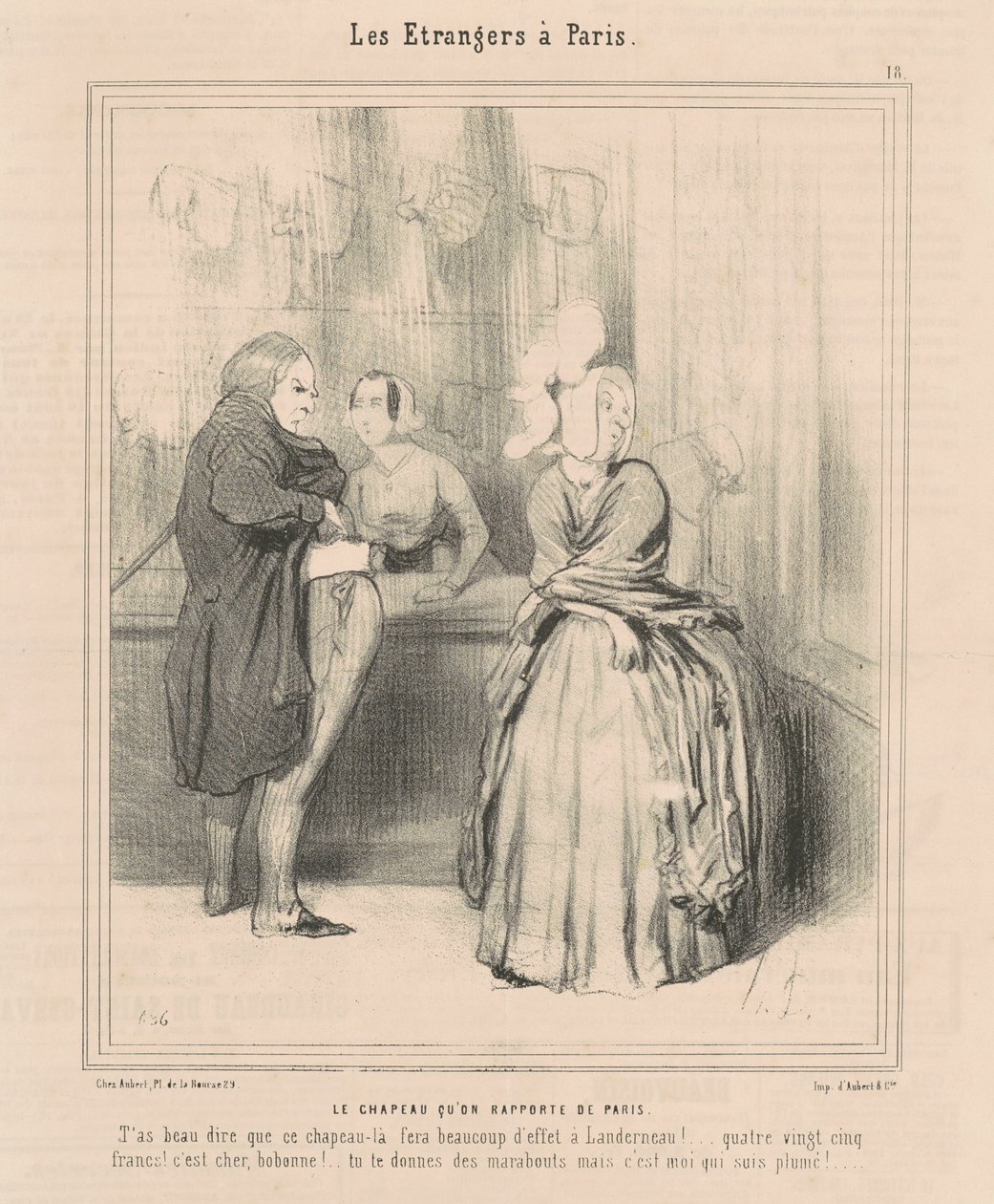 De hoed die men uit Parijs meebrengt door Honoré Daumier