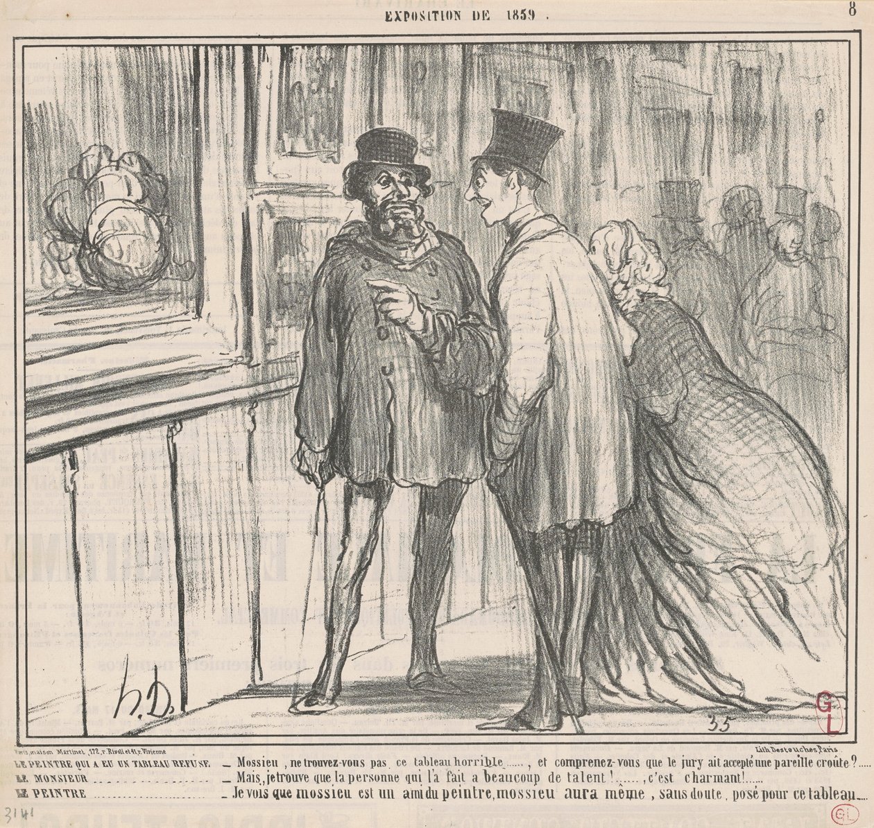 De schilder die een afgewezen schilderij had door Honoré Daumier
