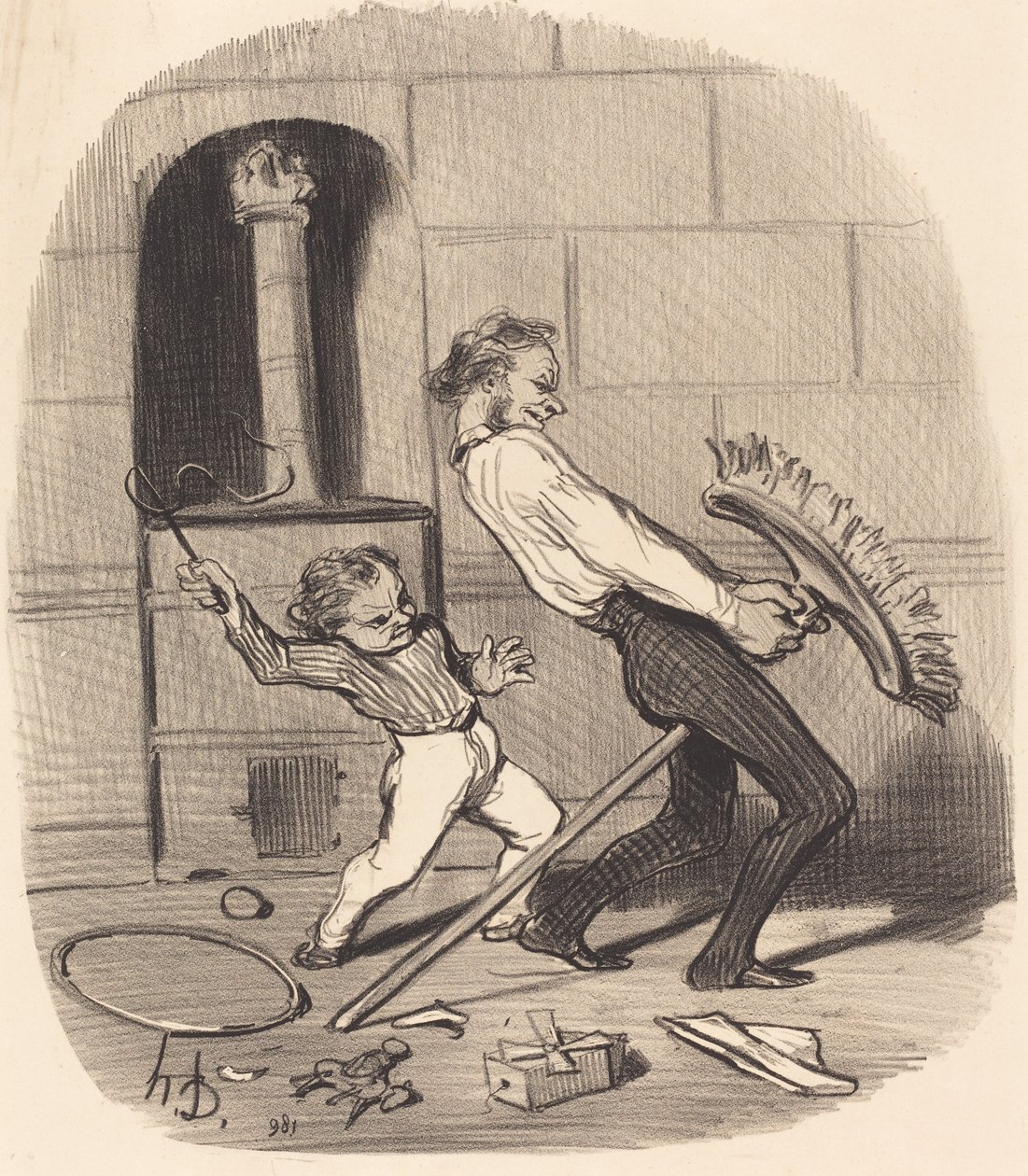 Rijles, Hoge School door Honoré Daumier