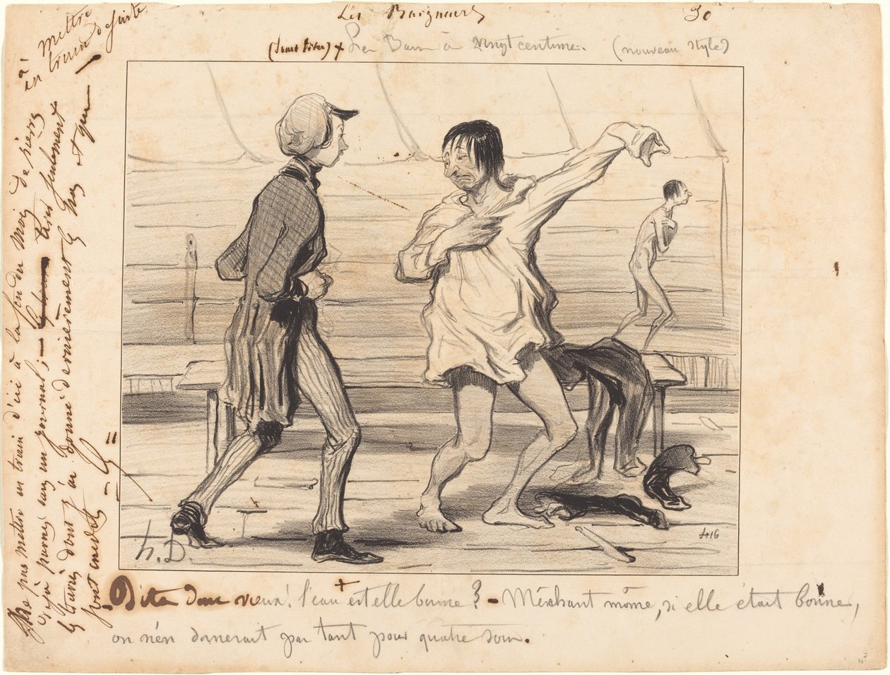De baden voor twintig centimes, nieuwe stijl door Honoré Daumier