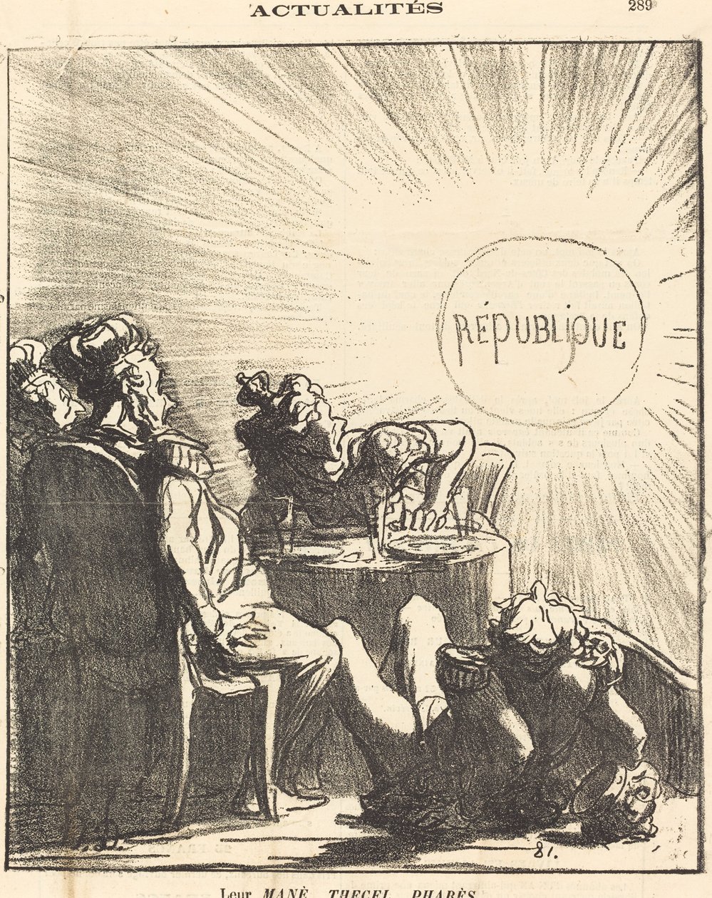 Leur Mané, Thecel, Pharès door Honoré Daumier